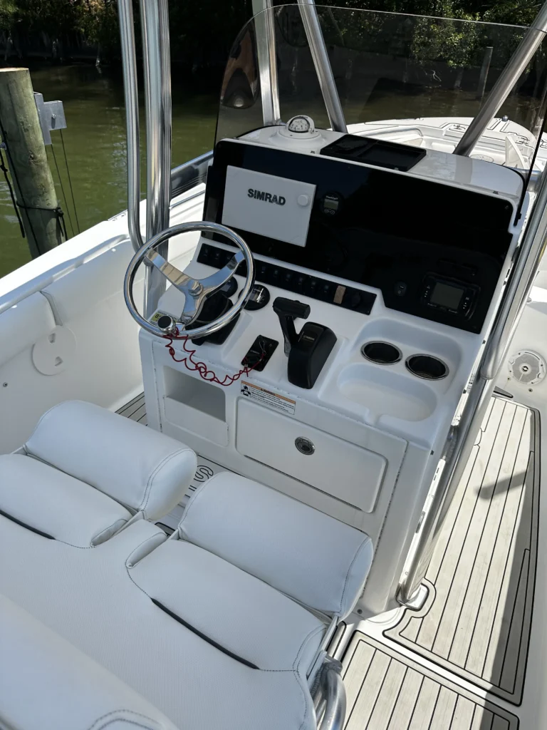 Center console boat interior detail